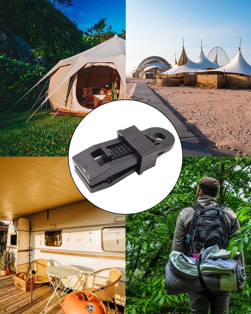 BINCKIN Bungee Cord with Tarp Clip, 20 Pcs Heavy Duty Lock Grip Tent Clips, Awning Clamps for Canopy (Black) - Image 5